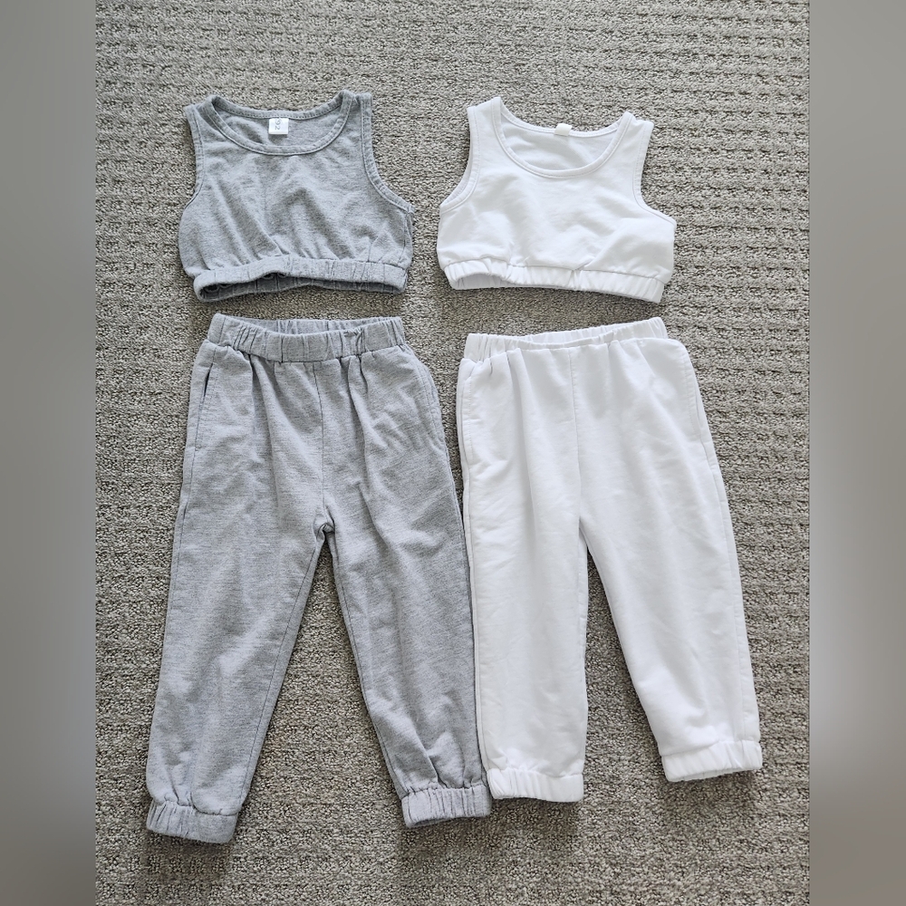 Baby Girl/Toddler 18-24 Athletic Matching Set | Grey + White